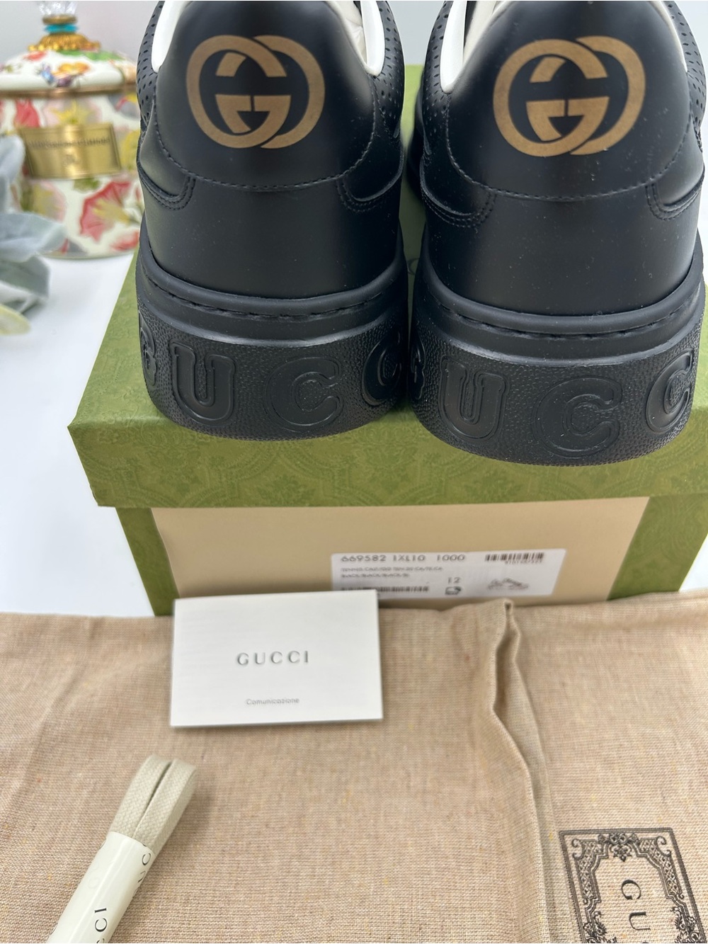 Men's Gucci GG embossed leather sneakers size 12 fits 13 US made in Italy - Picture 8 of 11